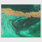 Koele Moderne Groene Gouden Marmer Steen Textuur Cadeaupapier (Vlak)