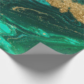 Koele Moderne Groene Gouden Marmer Steen Textuur Cadeaupapier (Hoek)