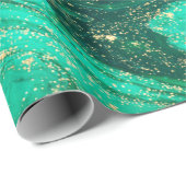 Koele Moderne Groene Gouden Marmer Steen Textuur Cadeaupapier (Rol Hoek)