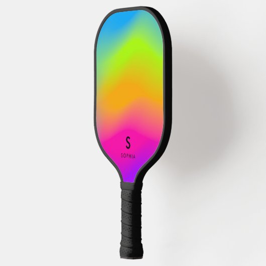 Koele Moderne Kleurrijke Neon Heldere Regenbooggra Pickleball Paddle (Links)