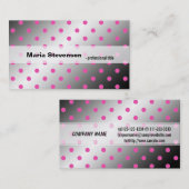 Koele, moderne schitterende roze en grijze polkado visitekaartje (Voorkant / Achterkant)
