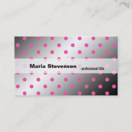 Koele, moderne schitterende roze en grijze polkado visitekaartje