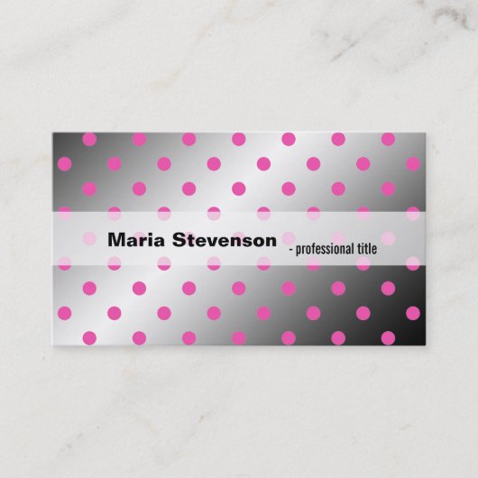 Koele, moderne schitterende roze en grijze polkado visitekaartje (Voorkant)