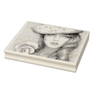 koele moderne vintage dame paddenstoel rubberstempel