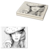 koele moderne vintage dame paddenstoel rubberstempel (Gestempeld)