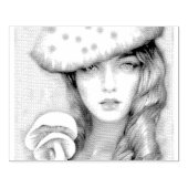 koele moderne vintage dame paddenstoel rubberstempel (Afrduk)