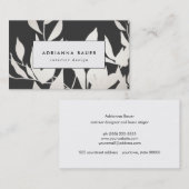 Koele moderne zwart-witte bladeren visitekaartje (Voorkant / Achterkant)