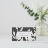 Koele moderne zwart-witte bladeren visitekaartje (Staand voorkant)