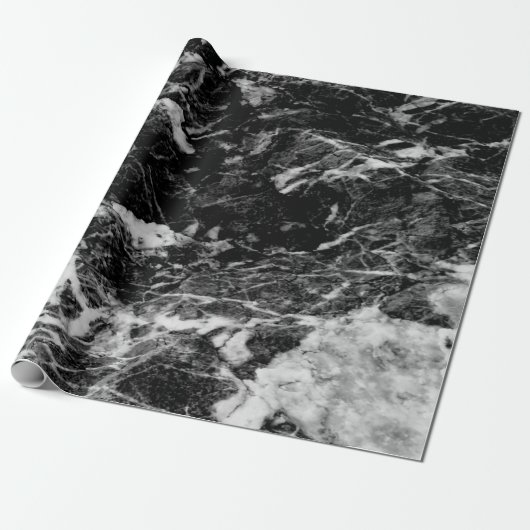 Koele moderne zwarte marmeren steen textuur cadeaupapier (Uitgerold)