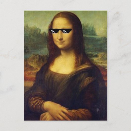 Koele Mona Lisa met bril Leonardo Da Vinci Briefkaart (Voorkant)