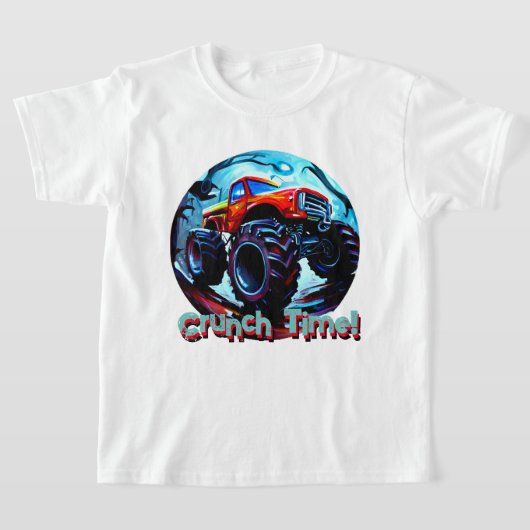 Koele Monster Truck Crunch Tijd T-shirt (Laagn)