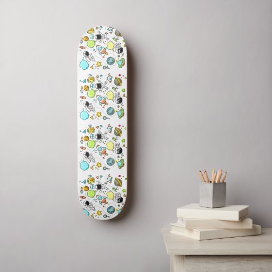 Koele mooie ruimte astronaut persoonlijk skateboard (Muurkunst)