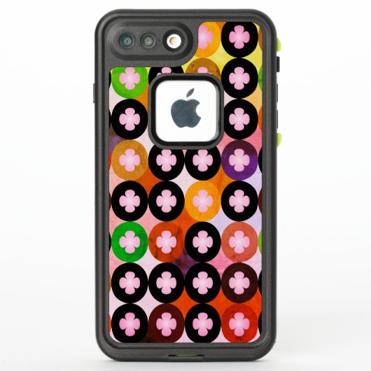 Koele multi gekleurde cirkels & roze klavers (Achterkant)