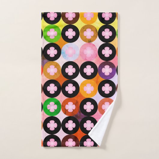 Koele multi gekleurde cirkels & roze klavers bad handdoek (Handdoek)