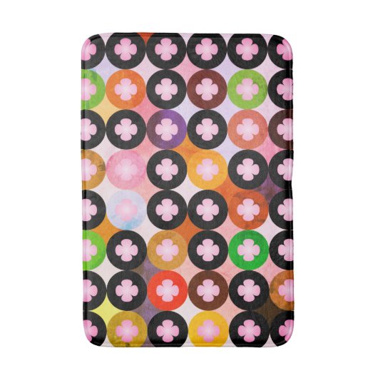 Koele multi gekleurde cirkels & roze klavers badmat (Voorkant Verticaal)