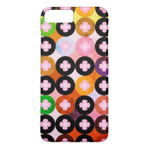 Koele multi gekleurde cirkels & roze klavers iPhone 8/7 plus hoesje
