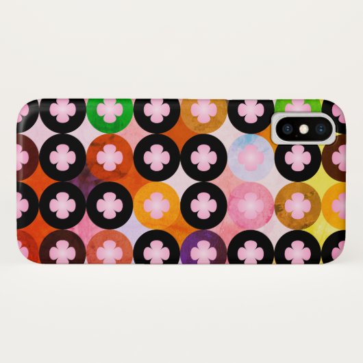 Koele multi gekleurde cirkels & roze klavers Case-Mate iPhone case (Achterkant (horizontaal))