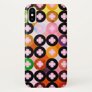 Koele multi gekleurde cirkels & roze klavers iPhone x hoesje