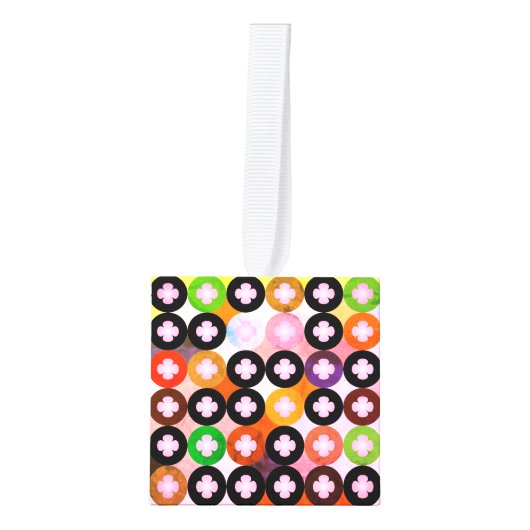 Koele multi gekleurde cirkels & roze klavers decoratie (Voorkant)