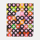 Koele multi gekleurde cirkels & roze klavers fleece deken (Voorkant)