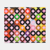 Koele multi gekleurde cirkels & roze klavers fleece deken (Voorkant (Horizontaal))