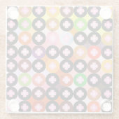 Koele multi gekleurde cirkels & roze klavers glazen onderzetter (Achterkant)