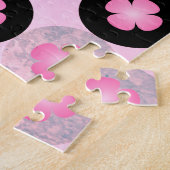 Koele multi gekleurde cirkels & roze klavers legpuzzel (Zijkant)