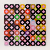 Koele multi gekleurde cirkels & roze klavers legpuzzel (Horizontaal)