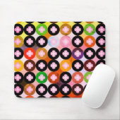 Koele multi gekleurde cirkels & roze klavers muismat (Met muis)