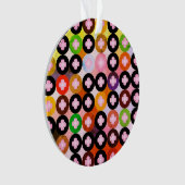 Koele multi gekleurde cirkels & roze klavers ornament (voorkant)