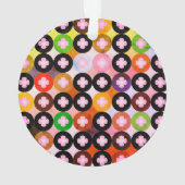 Koele multi gekleurde cirkels & roze klavers ornament (achterkant)