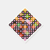 Koele multi gekleurde cirkels & roze klavers servet (Hoek)