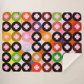 Koele multi gekleurde cirkels & roze klavers sherpa deken (Voorkant (horizontaal))