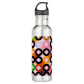 Koele multi gekleurde cirkels & roze klavers waterfles (Voorkant)