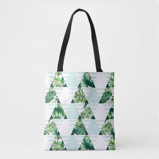 Koele munt groen tropische driehoeken patroon tote bag (Voorkant)
