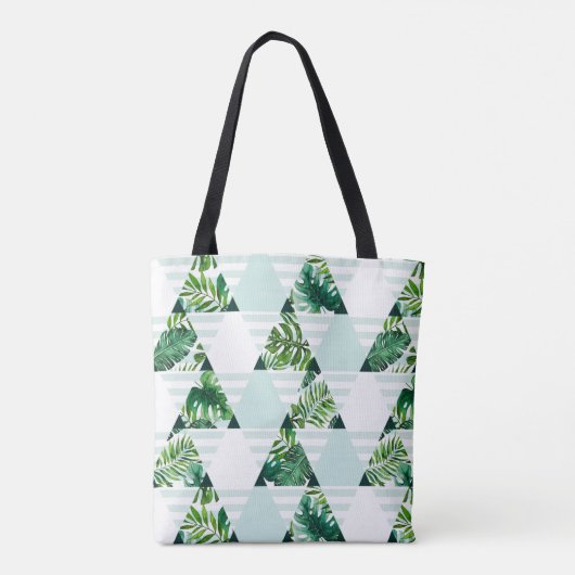 Koele munt groen tropische driehoeken patroon tote bag (Achterkant)