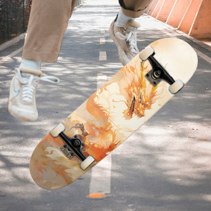 Koele Mythische Gouden Draak Zwellen in Wolken Persoonlijk Skateboard