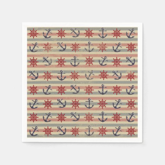 Koele nautische anker- en bootstuurwielen servet (Voorkant)
