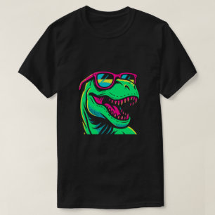 Koele Neon Dinosaur met Zonnebril T-shirt