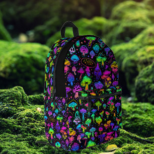 Koele Neon Paddenstoelen   Kleurrijk Monogram Bedrukte Rugzak