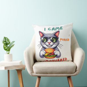 Koele nerd kat met hamburger tomcat cheeseburger kussen
