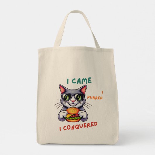 Koele nerd kat met hamburger tomcat cheeseburger tote bag (Achterkant)