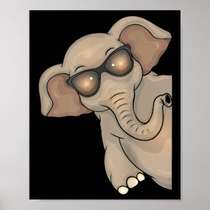 Koele olifant met zonnebril Kinder olifantenliefhe Poster