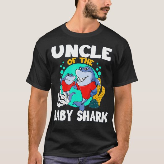 Koele oom van de Baby Shark Grappige bijpassende f T-shirt (Voorkant)