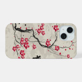 Koele Oosterse stijl Sakura Kersenbloesem Kunst iPhone 15 Case (Achterkant horizontaal)