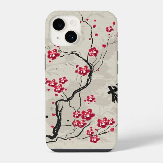 Koele Oosterse stijl Sakura Kersenbloesem Kunst iPhone Hoesje (Achterkant)