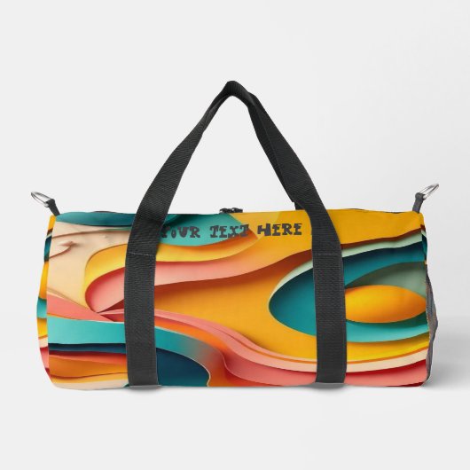 Koele oranje duffel tas met tekst bewerkbaar (Voorkant)