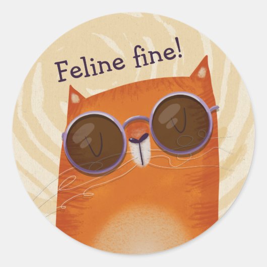 Koele Oranje kat Ronde Sticker (Voorkant)