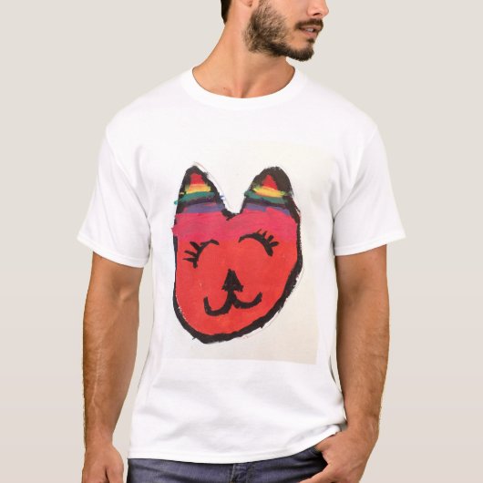 Koele oranje kat t-shirt (Voorkant)