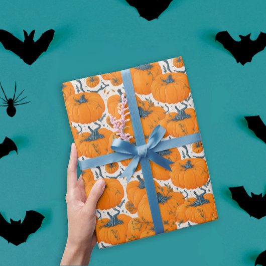 Koele Oranje pompoenen Schattige Halloween Pattern Cadeaupapier